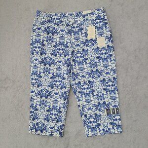 NWT St. Johns Bay Womens White Amanda Paisley Capri Pants Size 14 JCT